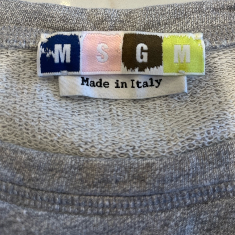 MSGM Milano Boxy Gray French Terry Short Sleeve Sweatshirt IT 48/ US M - Picture 2 of 8
